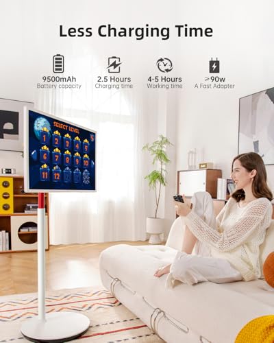 KTC MEGAPAD 32" 4K UHD Smart Portable TV, Google EDLA Certified, Touch Screen Portable Monitor, 8G RAM+128G Storage, 9500mAh Battery, Dual 6W Speakers, Full Swivel Rotation, Remote Control, A32Q7 Pro - size: 32 inch