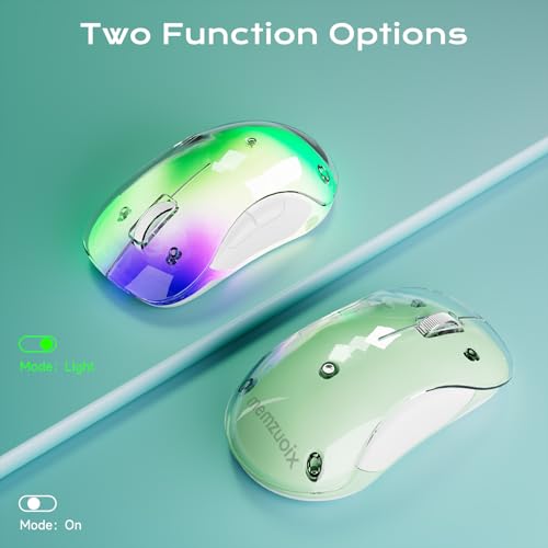 memzuoix 2.4G LED Wireless Mouse, Rechargeable Ergonomic Mouse with Detachable Cover, 1400 DPI Portable Optical Computer Mouse with USB Receiver for Laptop, PC, Desktop and MacBook, 5 Buttons-Green - color: Green