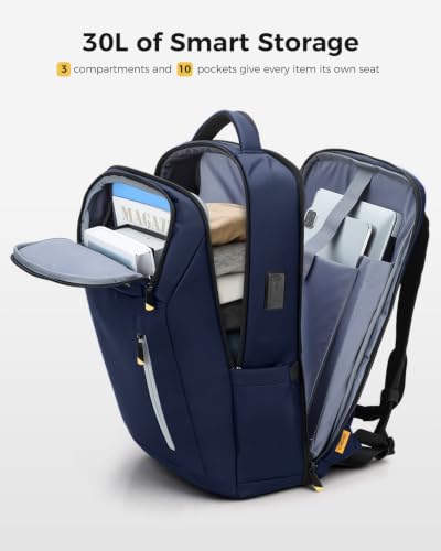 Laptop Backpack 17.3 Inch Business Travel Backpack with USB Charging Port, Durable Lightweight Anti-Theft Work Computer Bag with Laptop Compartment, Blue - color: Blue