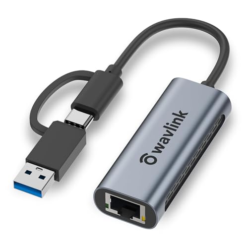Wavlink USB C to Ethernet Adapter 2.5 Gbps, 2-in-1 USB to 2.5G Ethernet Adapter, USB-C to RJ45 Network Converter (Thunderbolt 4/3 Compatible), Aluminum Case for Windows, Mac OS, iPad OS and More. - color: NWU330GCA