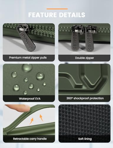 DOMISO 18 inch Laptop Sleeve with Handle Shockproof Computer Bag Waterproof EVA Protective Carrying Case for 17.3" MSI GS73VR Stealth Pro/HP Envy 17/LG Gram 17"/ROG Strix GL704VS,Green - color: Green, size: 17.5-18 inch