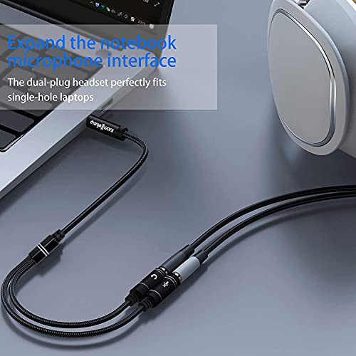 ChargeWorx 3.5mm Headphone and Mic Splitter Adapter, Gaming Headset Y Splitter Cable with Gold Plated Connectors, Audio and Microphone Jack Converter for PC, Laptop, Console and Smartphone