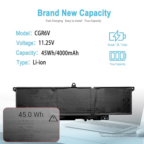 45Wh CGR6V Replacement Laptop Battery for Dell Pro 16 Plus PB16250 PB16255 PC16250 / Pro 14 Plus PB14250 PB14255 PC14250 / Pro 13 Plus PB13250 Series VMV83 55JWC 001WEF 0MNK2F 060GY0 0M9HTK 0RF5VP