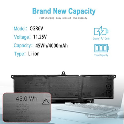 45Wh CGR6V Replacement Laptop Battery for Dell Pro 16 Plus PB16250 PB16255 PC16250 / Pro 14 Plus PB14250 PB14255 PC14250 / Pro 13 Plus PB13250 Series VMV83 55JWC 001WEF 0MNK2F 060GY0 0M9HTK 0RF5VP