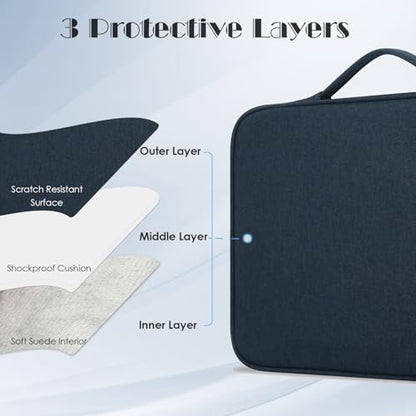 ProElife 13 Inch Laptop Sleeve for MacBook Neo, Retractable Handle, Navy | Precision Fit, Soft Inner Lining Padded, Anti-Scratch, Extra Attached Pocket, Travel Carry Laptop Bag for Home Office - color: Navy Blue