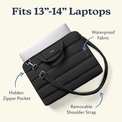 Vandel 13-14 inch Laptop Carrying Case Sleeve w. Strap, Shoulder Bag Handle | Fits MacBook Air 13 Inch MacBook Pro 14 Carrying Case Messenger, Laptop Computer Bag for Women, Hidden Front Zipper Pocket - color: 4. Black, size: 13-14 Inch