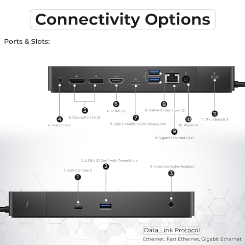 Dell WD19TB Thunderbolt Docking Station with 180W AC Power Adapter (130W Power Delivery) + HDMI Cable + DisplayPort Cable + Thunderbolt Cable + Microfiber Cloth Included - style: WD19TB New