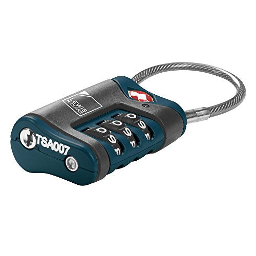 Lewis N. Clark TSA-Approved Easy-to-Set Combination Luggage Lock with Steel Cable, Blue, One Size - color: Blue, size: Single