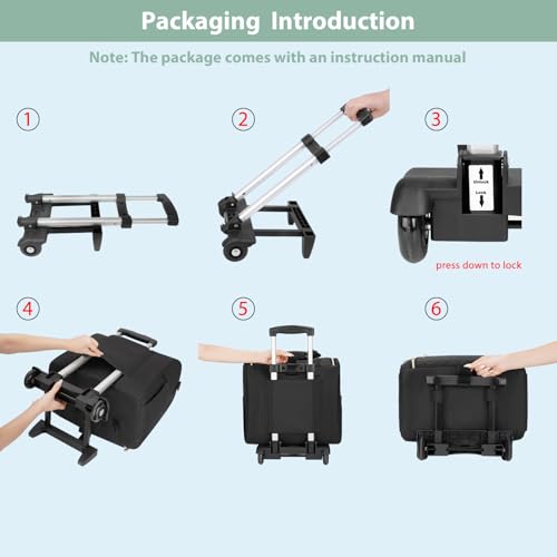 MATEIN Rolling Laptop Bag for Women, 15.6 Inch Rolling Briefcase with Wheels &Detachable Cart, Roller Computer Teacher Tote Bag with Insulated Lunch Box for Nurse Work Business Office, Deep Black - color: Deep Black