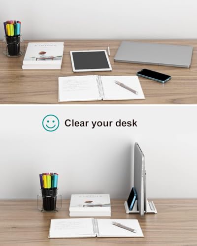Verticle Laptop Stand,Adjustable Vertical Laptop Stand for Desk，Compatible with 11-inch to 17.3-inch Computer Stand for Laptop(White) - color: White