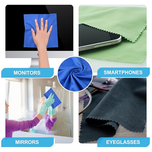 Eco-Fused Microfiber Cleaning Cloth - 8 x 8 Inch Microfiber Cloth - Pack of 5 Lens Cleaning Wipes - Cleaning Cloth for Glasses, Eyeglasses, Camera Lens & Phones - color: 5 Pack - 8 X 8 Inch