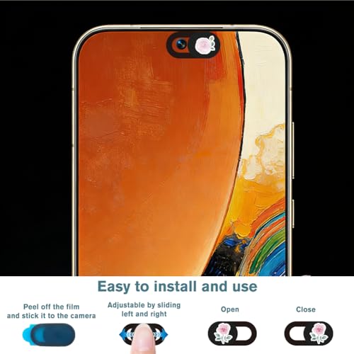 6Pcs 6 Styles Camera Cover Slide Flowers Privacy Guard Accessories, Phone Front Camera Blocker 0.04 Inch Ultra Thin for Laptop Desktop Computers Tablet Notebook Mini PC Office Home Use - color: September Peony
