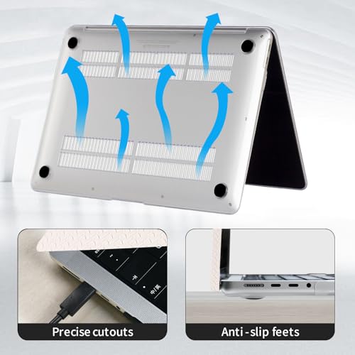 Woven Logo Cutout Case for MacBook Air 15 inch 2026 2025-2023 M5 M4 M3 M2 | Model A3448 A3241 A3114 A2941, Woven Fabric Mac Air 15 Case Braided Textured Leather Hard Shell Cover & Keyboard Skin, Beige - color: #Woven Beige