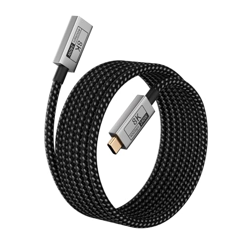 Long USB C Extension Cable 10FT Compatible with Thunderbolt 5,40Gbps Data & 240W Charging, 8K@120Hz Video for Display, Type C Male to Female Extender for Thunderbolt 4/3 /SSD/USB Hub/Dock - size: 10FT
