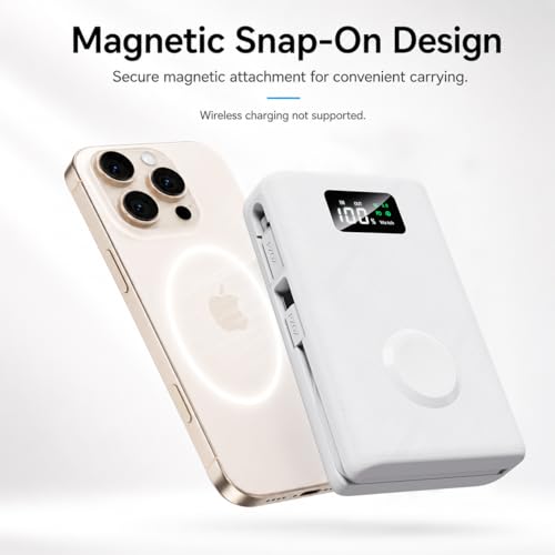 PZOZ 20000mAh Portable Charger with Apple Watch Charger, 45W PD Fast Charging Power Bank, Built-in USB-C Cable and Lightning Adapter, LED Display Portable Battery Pack for iPhone, iPad and Travel