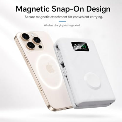 PZOZ 20000mAh Portable Charger with Apple Watch Charger, 45W PD Fast Charging Power Bank, Built-in USB-C Cable and Lightning Adapter, LED Display Portable Battery Pack for iPhone, iPad and Travel
