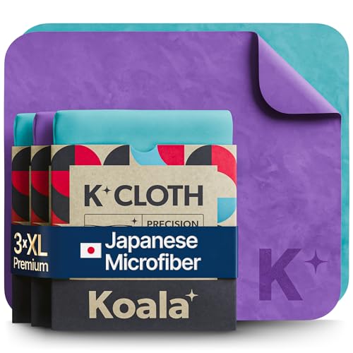 Koala Lens Cleaning Cloth | Japanese Microfiber | Blue & Purple (Pack of 3) | Glasses Cleaning Cloths | Eyeglass Lens Cleaner | Eyeglasses, Camera, VR/AR Headset, and Screen Cleaner | Washable & Reusable - color: Purple / Blue, size: 3 Pack (XL)