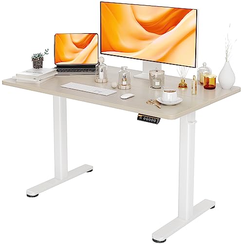 Claiks Electric Height Adjustable Standing Desk, 48x24 Inch, Nature | Smooth Height Adjustment, 4 Memory Presets, Cable Management Hub&Hook, Stable Steel Frame, 176lbs Capacity, Easy Assembly - color: Nature, size: 48