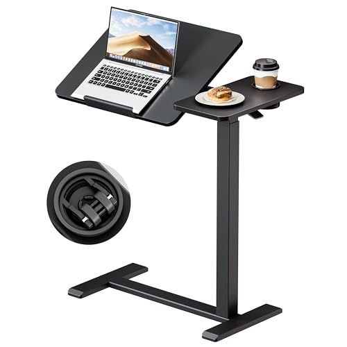 Okin Overbed Bedside Table with Wheels, Adjustable Medical Tilt Top Hospital Bed Table Over The Bed, Rolling Desk Mobile Standing Desk for Hospital Home Use (Black) - color: Black