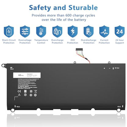 PW23Y Laptop Battery Compatible with Dell XPS 13 9360 P54G002 13-9360-D1605G 13-9360-D1605T 13-9360-D1609 13-9360-D1609G 13-9360-D1705G Series Compatible with TP1GT RNP72 0RNP72 0TP1GT - size: PW23Y for Dell