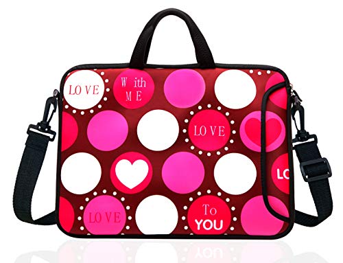 15.6-Inch Laptop Shoulder Bag Case Sleeve For 14 15" 15.6 Inch HP/Dell/Lenovo Red Heart - color: Red Heart