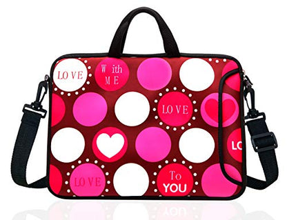 15.6-Inch Laptop Shoulder Bag Case Sleeve For 14 15" 15.6 Inch HP/Dell/Lenovo Red Heart - color: Red Heart