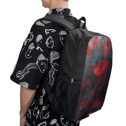 Laptop Backpack Lightweight Computer Bag Casual Daypack Red Style Umbrella Travel Backpacks for Women Men