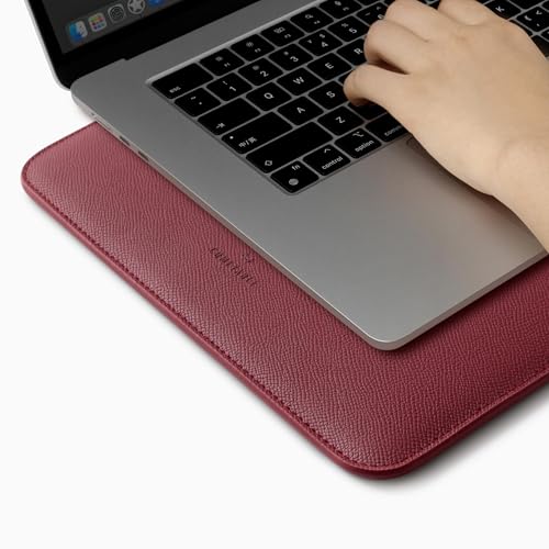Comfyable Laptop Sleeve 13 Inch Precisely Compatible with MacBook Air M5 2026 & MacBook Pro/Neo A18, Genuine Leather Cover Case, Wine Red - color: Wine Red, size: For 13" MacBook Pro & Air & Neo