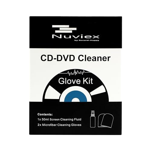 Premium CD Cleaner Cloth Kit - Compact Disc CD-DVD Cleaning Fluid and Microfiber Towel Anti-Static Glove Set