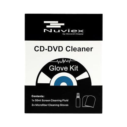 Premium CD Cleaner Cloth Kit - Compact Disc CD-DVD Cleaning Fluid and Microfiber Towel Anti-Static Glove Set