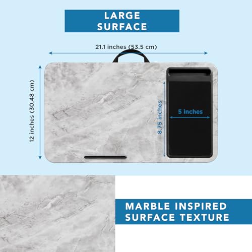 LAPGEAR Home Office Lap Desk with Device Ledge, Mouse Pad, and Phone Holder - White Marble - Fits Up To 15.6 Inch Laptops - Style No. 91501 - color: White Marble, size: Home Office W/Device Ledge