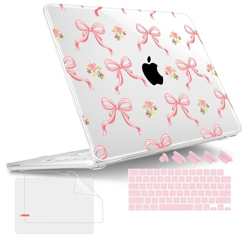 Tuiklol for 2026 MacBook Neo 13 Inch A18 Pro Chip Case, (Model A3404) Anti-Scratch Anti-Drop Slim Hard PC Shell Case with Shockproof Protective MacBook Neo Laptop Cover, Pink Bow Floral - color: Pink bow floral