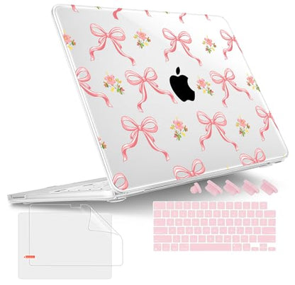 Tuiklol for 2026 MacBook Neo 13 Inch A18 Pro Chip Case, (Model A3404) Anti-Scratch Anti-Drop Slim Hard PC Shell Case with Shockproof Protective MacBook Neo Laptop Cover, Pink Bow Floral - color: Pink bow floral