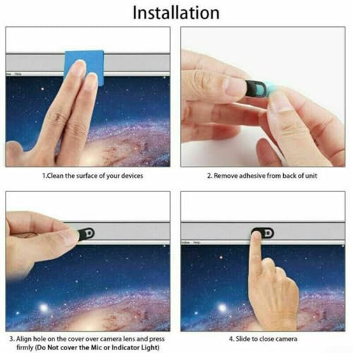 6 Pack Webcam Cover Slider, Ultra-Thin 0.7mm Privacy Protector for Laptop PC Phone Tablet Camera, Plastic Sliding Blocker Security Shield, Black 18x9mm