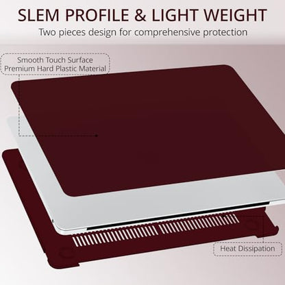 Anban Compatible with MacBook Air 13 inch Case M1 2021 2020 2019 2018 A2337 A2179 A1932 Touch ID, Matte Plastic Hard Shell+2 Keyboard Cover+Screen Protector for MacBook Air 13.3 inch Case, Marsala Red - color: Marsala Red