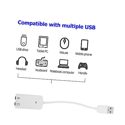 Mikikit 2pcs USB External Sound Card Adapter Practical Audio Converter for Laptop Desktop No Driver Needed Supports Headphones Microphones High Noise Reduction Compact Design