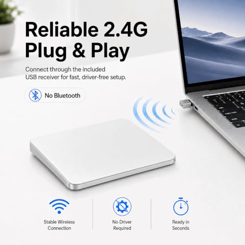 Trackpad with 2.4G USB Receiver for Mac and Windows - Multi-Touch Surface High Precision Track Pad, Multi-Gesture Touchpad Mouse Compatible with Apple MacBook iMac and Windows 10/11 PC Desktop