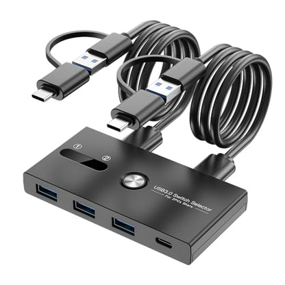 USB C Switch&USB A Switch 2 in 1,USB switcher 2 Computers Sharing USB C & A Devices, 4 Port USB Switcher Sharing Keyboard and Mouse/Printer/Scanner USB 3.0 KVM Switch(Not Support Charging/Monitor) - size: USB C+USB 3.0 A SWITCH