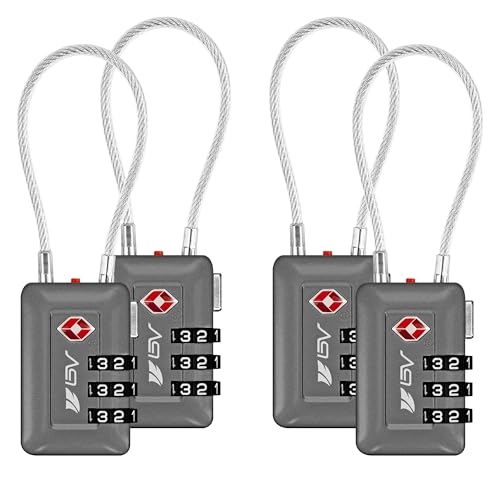 TSA Accepted Luggage Travel Lock, Set-Your-Own Combination Lock for School Gym Locker, Luggage Suitcase Baggage Locks, Filing Cabinets, Toolbox, Case (Slate Gray, 4 Pack) - color: Slate Gray 4-Pack