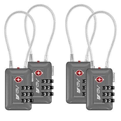 TSA Accepted Luggage Travel Lock, Set-Your-Own Combination Lock for School Gym Locker, Luggage Suitcase Baggage Locks, Filing Cabinets, Toolbox, Case (Slate Gray, 4 Pack) - color: Slate Gray 4-Pack