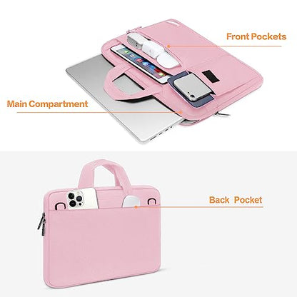 MOSISO Laptop Shoulder Bag Compatible with MacBook Pro 16 inch M5 M4 M3 M2 M1 2026-2019/Pro 15 A1398, HP Acer Dell Lenovo ASUS Notebook,Polyester Flapover Briefcase Sleeve Case, Pink - color: Pink, size: 16 inch