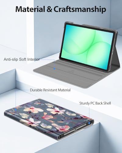 FINTIE Keyboard Case for Samsung Galaxy Tab A11 Plus/A9 Plus 11'', Hibiscus | 3 Viewing Angles, Detachable Bluetooth Keyboard, Rechargeable Battery, Dual Protection, Work Study Travel Use - color: hibiscus