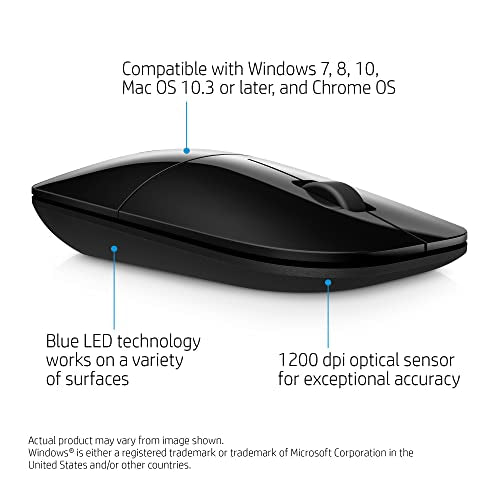HP Wireless Mouse Z3700 (26V63AA#ABL, Black) - color: Black