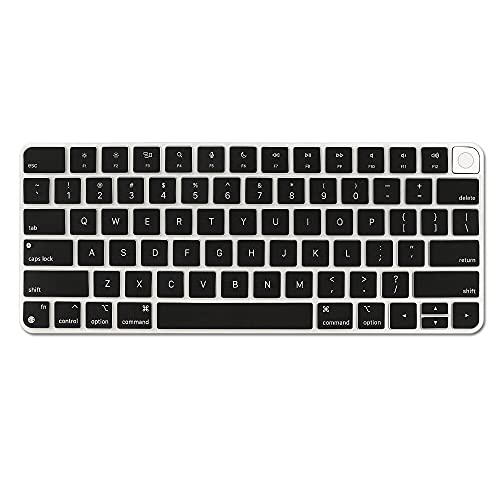 ProElife Keyboard Cover for Apple Magic Keyboard 3 with Touch ID A3118 | Black, Non-interference Design for ID Key, Dust-proof, Silicone Protective Skin, Precision Molded, Washable & Reusable - color: Black