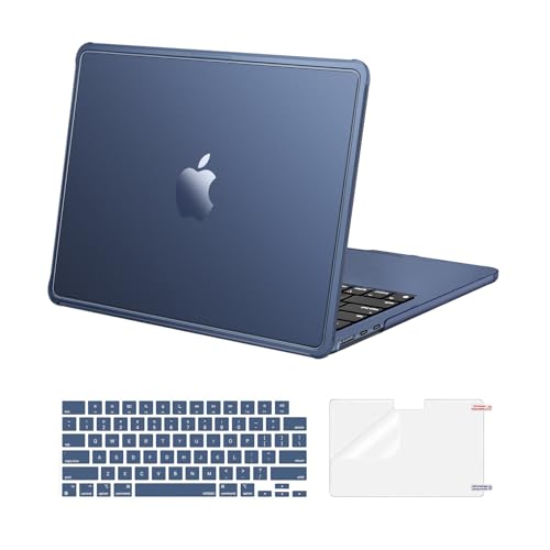 MOSISO Compatible with MacBook Air 13 inch Case M5 M4 M3 M2 2026-2022 | 3 in 1 Kit Reinforced Corners Hard Shell for Mac Air 13.6, Laptop Color Matched, A3449 A3240 A3113 A2681, Midnight - color: Midnight