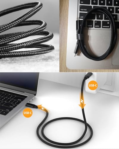 Elfesoul USB C to C Cable, 3.2 Gen 2 USB-C Cable 5ft - 4K UHD 20Gbps 100W PD Fast Charging Cable for MacBook Pro, for iPad Pro, Nylon Braided, Black. - size: 5ft