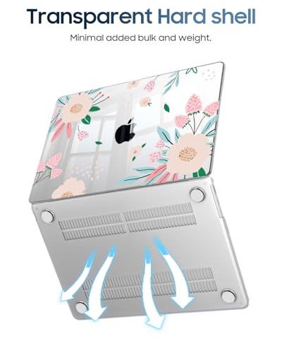 Fintie Case for MacBook Air 13 inch A3449/A3240/A3113/A2681 2022-2026 | M2/M3/M4/M5, Snap On Hard Shell, Full Port Access, Easy On/Off, Lightweight, Camellia - color: Pink Leopard