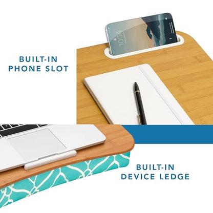 LAPGEAR Designer Lap Desk – Aqua Trellis, 2-Pack with Storage Basket - color: Aqua Trellis, size: 2-Pack Lap Desks + Basket