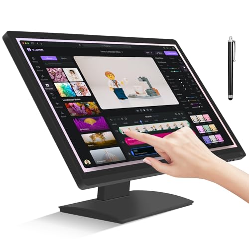 FYHXele 24 Inch Touchscreen Monitor, IPS FHD 1080P Touch PC Display, 100Hz, LED Backlit Multi-Touch Monitor, VESA, HDMI & VGA & USB Computer Touch Screen for Gaming, Business, Warehouse, Bar, Gym - color: Black-24"