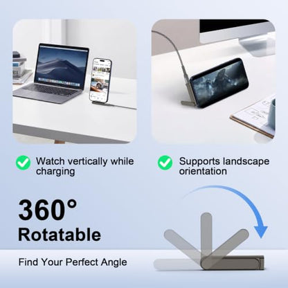 240W USB-C 90°Degree Invisible Phone Stand with USB C Adapter,2Pack 2 in 1 Type C Male to Female Adapter with Foldable Phone Desk Stand Holder for iPhone 17 Pro Max/16/15/Samsung/Pixel/Gaming